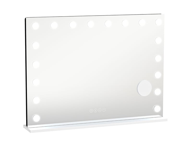  Miroir simple de maquillage à 18 led réglables avec bluetooth et lumière rgb en verre blanc 80 × 14 × 60 cm  - Conforama A