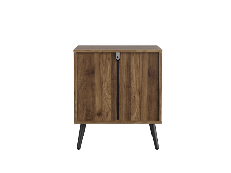  Table de chevet avec 2 tiroirs et pieds en métal pour chambre en mdf 45×40×53 cm noyer  - Conforama D