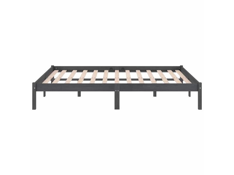  Lit double- lit adulte -  cadre de lit sans matelas gris bois massif 200x200 cm  - Conforama D