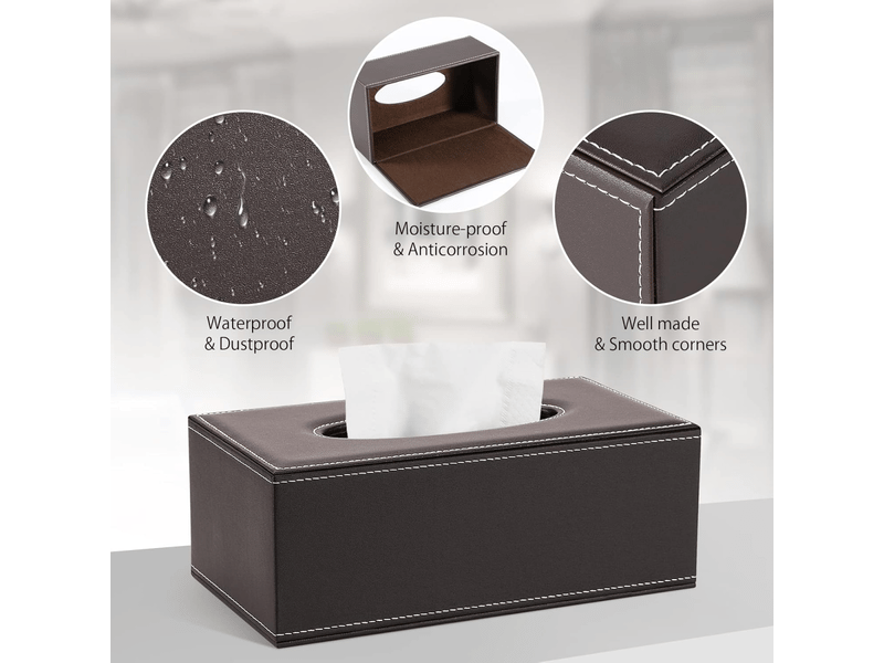  Boîte à mouchoirs en cuir pour la maison, le bureau et l'automobile (marron)  - Conforama E