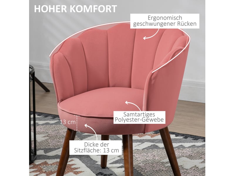 Fauteuil de salle à manger 66x66x78,5 cm en polyester rose  - Conforama E