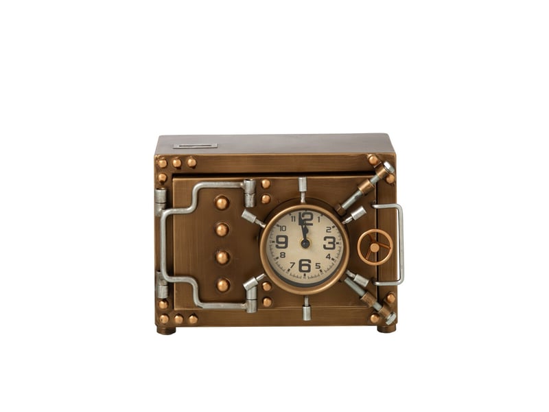 Horloge coffre-fort à poser zacharie 27cm doré  - Conforama B
