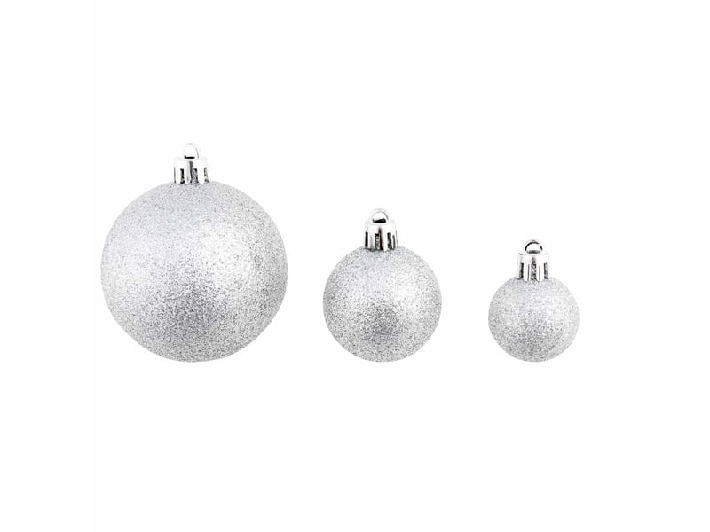  Ensemble de boules de noël 100 pcs 346 cm argenté  - Conforama D