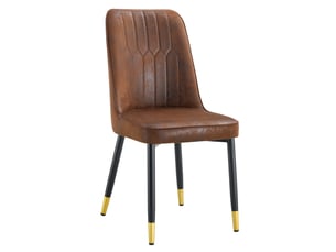Ensemble de 2 chaises brunes modernes, dossier en tissu technique et pieds noirs – salle à manger, cuisine, chambre
