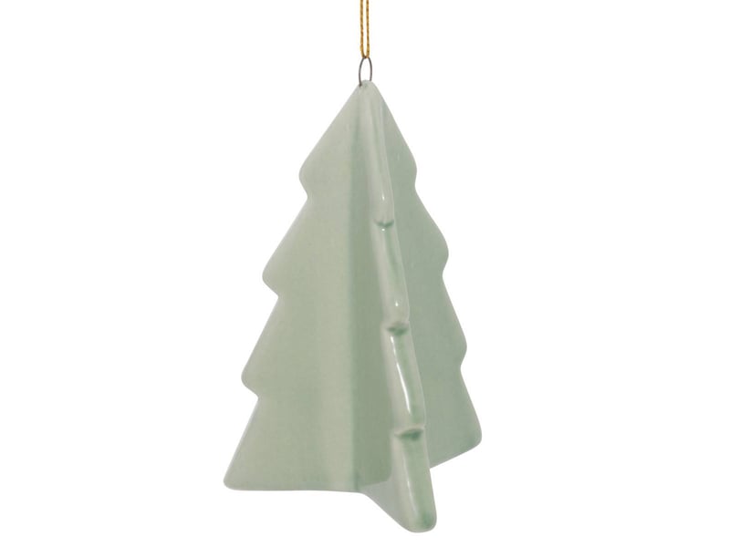  Suspension de sapin motif sapin en céramique brillante 9 cm  - Conforama C