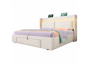 Lit coffre 140x200 cm coloris beige