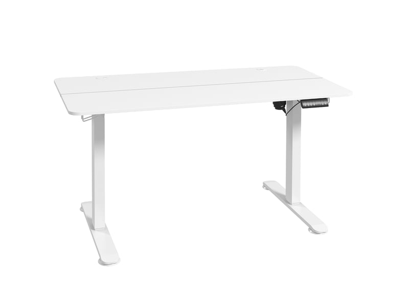 Bureau électrique réglable en hauteur 140 x 70 cm avec mémoire 4 positions, anti-collision, blanc