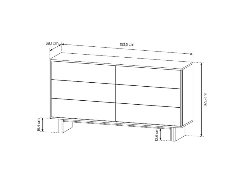  Buffet hasimi, commode 6 tiroirs, 154x38x83h cm chêne marron Hasimi - Conforama D
