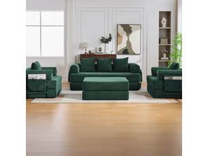 Canapé modulable,200x190x67 cm,4 places avec rangement,tissu cord,vert émeraude