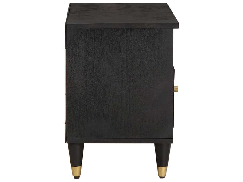  Meuble tv - banc tv - meuble de rangement noir 80 x 33 x 46 cm bois de mangue massif  - Conforama D