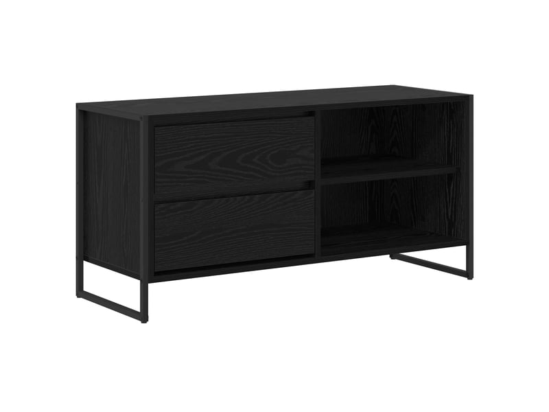  Meuble tv - banc tv - meuble de rangement 100 x 36 x 49,5 cm chêne noir bois d'ingénierie  - Conforama A