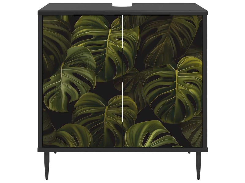  Armoire de salle de bain, meuble de rangement elburg chêne noir 60x40x61 cm  - Conforama E