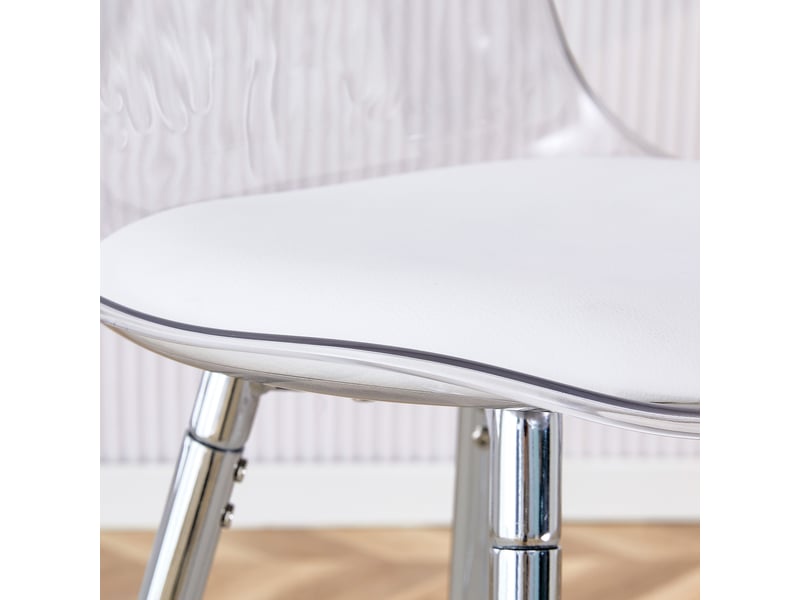  Lot de 2 chaises transparentes avec dossier translucide et piètement métal argenté – salle à manger moderne  - Conforama E