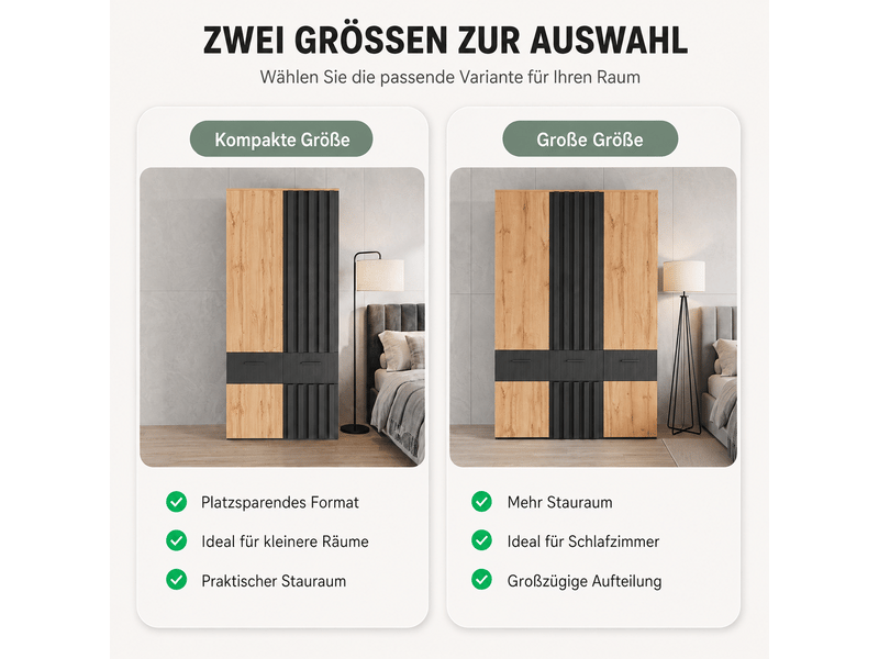  Armoire penderie 90 x 50 x 200 cm - 1 barre de penderie - 2 tiroirs - 2 compartiments de rangement - noir et bois naturel  - Conforama E