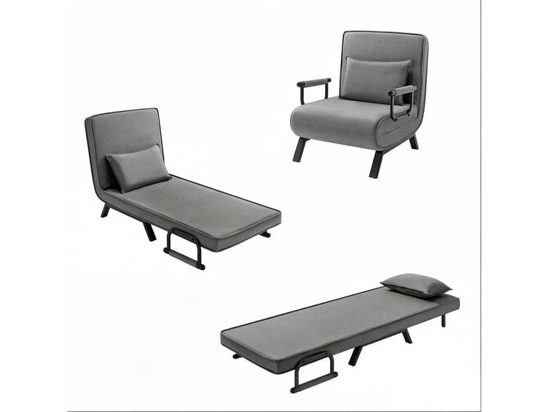 Fauteuil-lit convertible 3-en-1 pliant gris foncé 80 x 74 x 82 cm - Conforama A