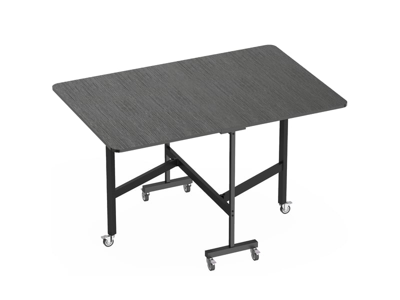  Table à manger pliante sur roulettes pour 4-6 personnes 120 cm, roues avec freins, 2 abattants, industriel, noir  - Conforama B