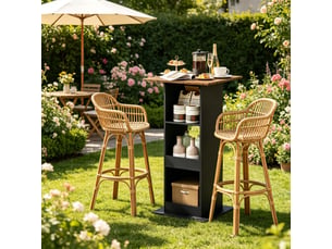 Table haute carrée 2-en-1, table de bar, table à manger et table d’appoint