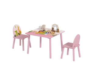 Table et chaises pour enfants, motif animaux, rose, pour garçons et filles de 3 à 8 ans