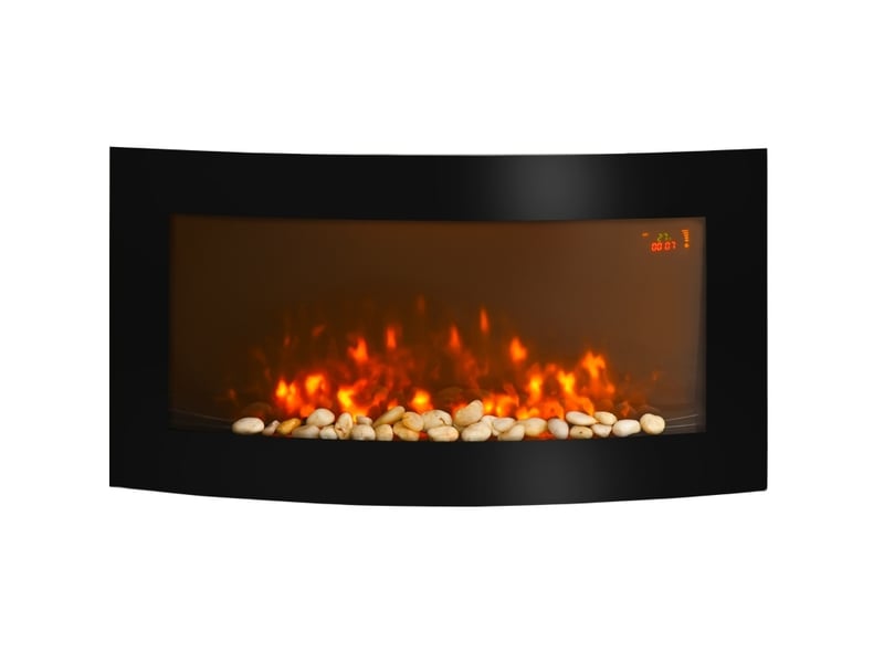  Cheminée électrique murale 89,2 x 13,5 x 48 cm noire en verre et métal, chauffage 10002000 w  - Conforama A
