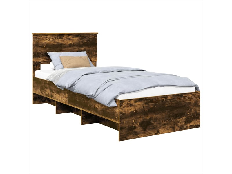 Lit simple- lit adulte - cadre de lit chêne fumé 80 x 200 cm bois d'ingénierie - Conforama A