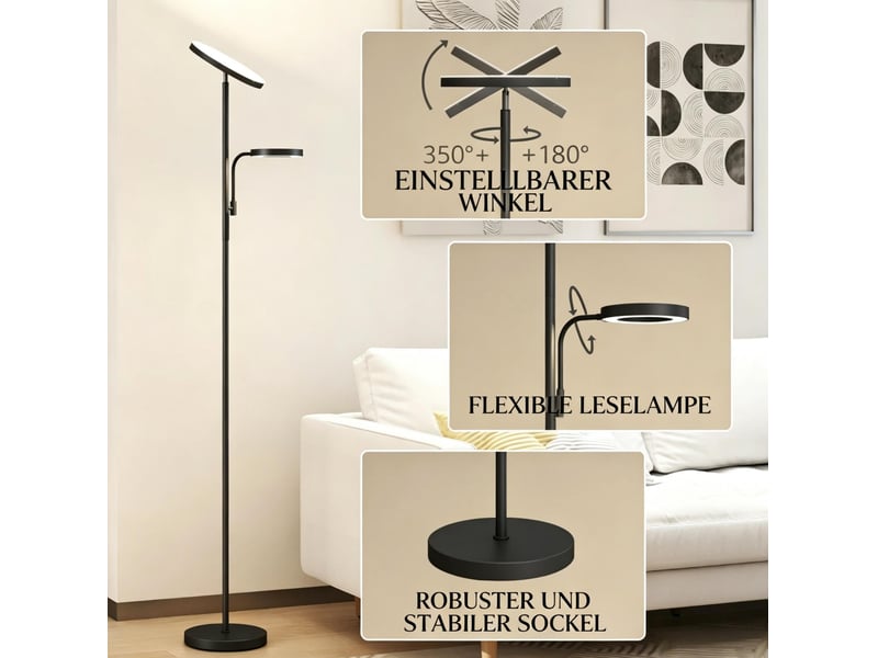  Lampadaire led 25x25x175 cm réglable métal noir  - Conforama D
