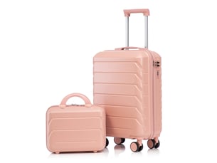 Lot de 2 valises rigides 35.5x20.5x55 cm avec serrure à code abs rose