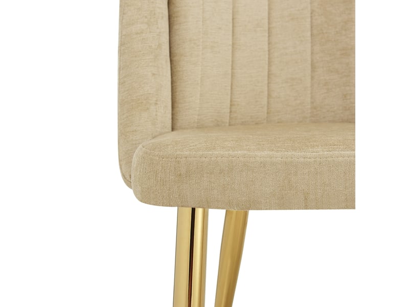 Lot de 6 chaises de salle à manger rembourrées 58.50×62.00×78.00 cm en métal et bois avec dossier incurvé et pieds réglables, marron avec structure dorée, jusqu'à 125 kg par chaise chicfurn - Conforama D