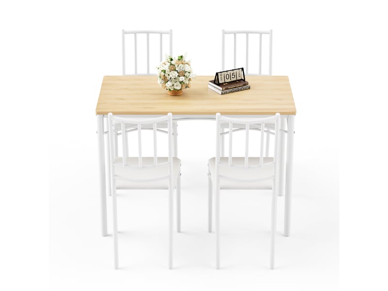  Ensemble table à manger et 4 chaises, style industriel naturel et blanc, table de cuisine 110 x 60 x 76,5 cm  - Conforama R