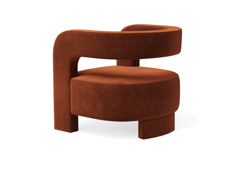  Fauteuil en velours chenillé terracotta perle CF18VCTC - Conforama C