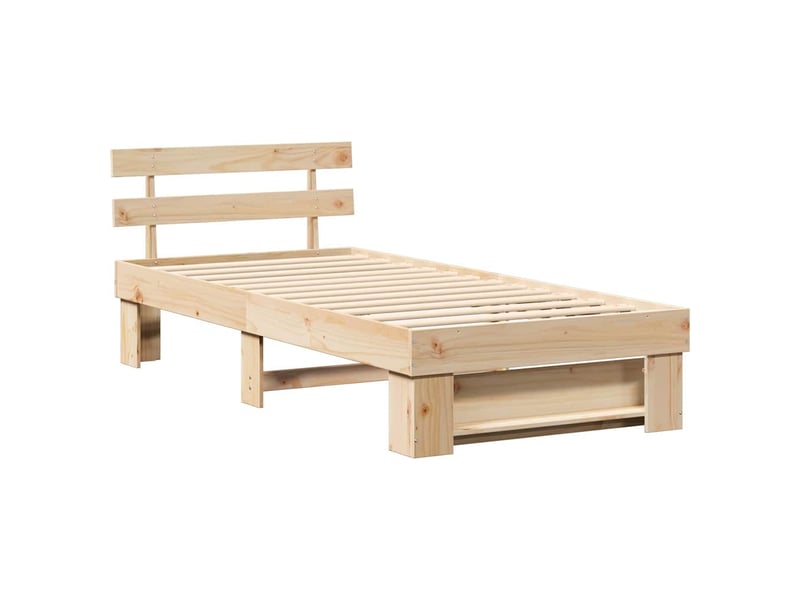  Lit simple- lit adulte -  cadre de lit avec tête de lit marron 80 x 200 cm pin massif  - Conforama C