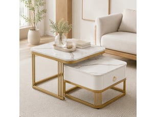 Table basse carré(e) coloris blanc <strong>HAVRYA</strong> <strong></strong> - 50 cmx50 cm