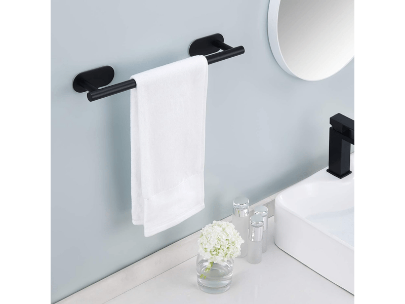  Porte-serviettes de salle de bain 40 cm - pratique et durable, en acier inoxydable 304, fixation murale autocollante  - Conforama D