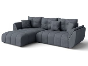 Canapé d'angle réversible convertible <strong>AX LIVING </strong> <strong>Verciani</strong> 4 places Velours gris avec coffre de rangement