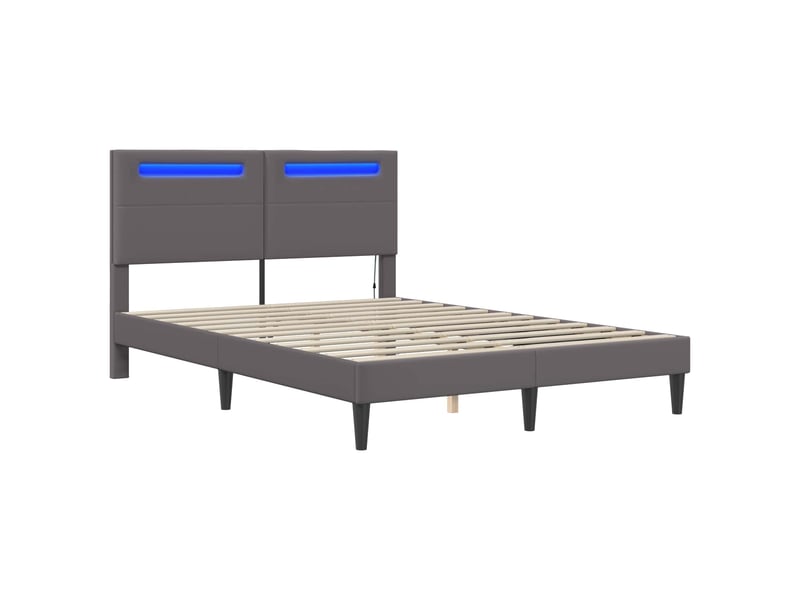  Lit double- lit adulte -  cadre de lit avec bandes led gris 120 x 190 cm simili cuir  - Conforama D