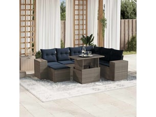 Vidaxl ensemble de canapé de jardin 8 pcs avec coussins gris résine tressée