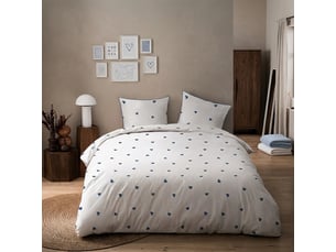 Parure de lit imprimée 100% coton, pluie de coeurs 140x200+65x65cm