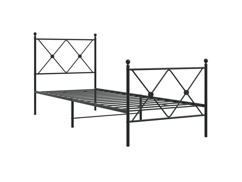  Lit simple- lit adulte -  cadre de lit métal sans matelas avec pied de lit noir 80x200 cm  - Conforama B