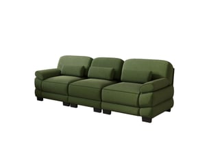 Canapé droit 3 places modulable, structure robuste, assise profonde et spacieuse, cordon cord doux et confortable, vert, pour se détendre au salon