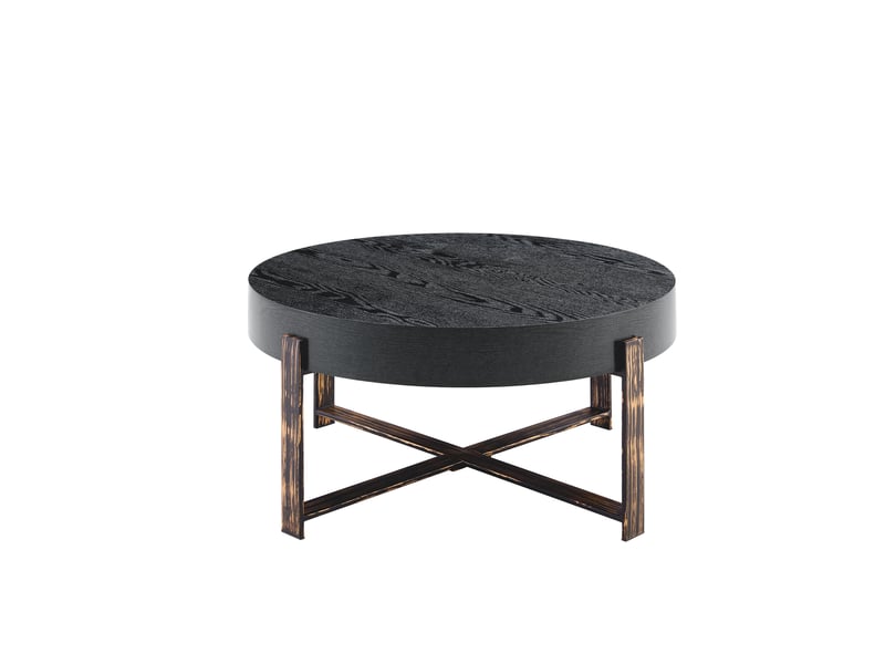 Table basse ronde avec plateau épais en mdf et piètement métal pour salon ø68×36 cm noir - Conforama A
