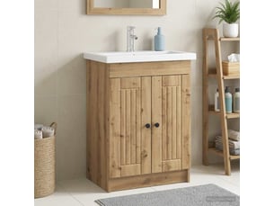 Armoire sous évier de salle de bain, meuble de rangement chêne artisanal shl6851