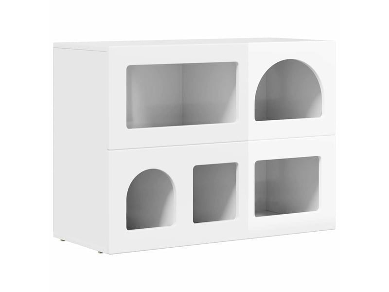  Buffet - bahut - meuble de rangement elst blanc brillant 80,5 x 35 x 59 cm bois d'ingénierie  - Conforama A
