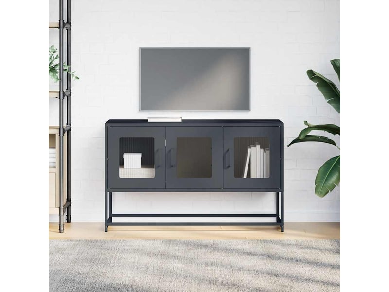  Meuble tv - banc tv - meuble de rangement anthracite 100,5x39x60,5 cm acier laminé à froid  - Conforama D