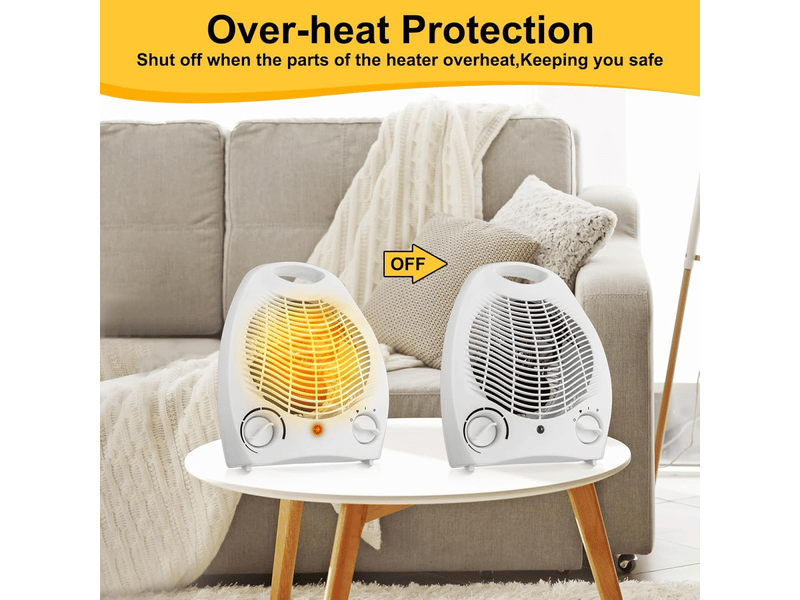  Petit chauffage d'appoint en deux parties, chauffage soufflant portable, chauffage électrique personnel, chauffage à température réglable, blanc, 2000 w FC-ZLS-04817MF - Conforama C