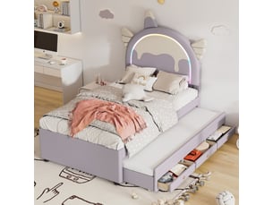 Lit simple 90x200 cm <strong>HAUSS SPOLE</strong>  <strong></strong> coloris violet