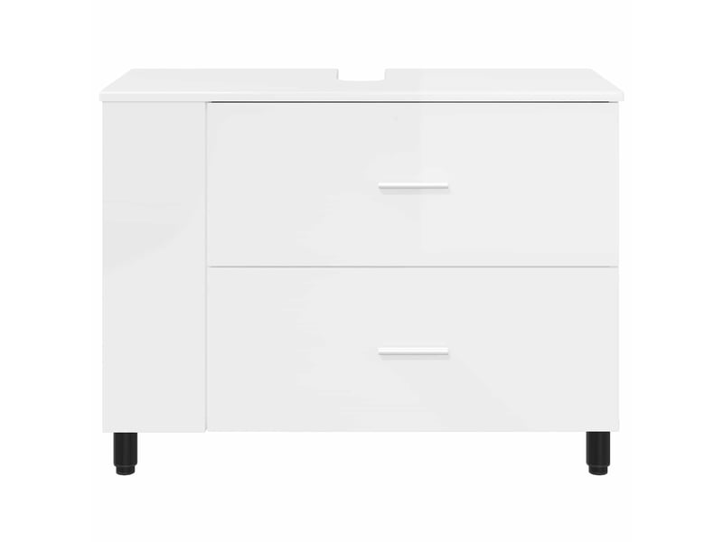  Unité de vanité de salle de bain, meuble de rangement blanc brillant 80x35x60 cm  - Conforama E