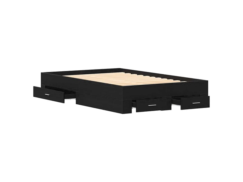  Lit double- lit adulte -  cadre de lit chêne noir 120 x 190 cm bois d'ingénierie  - Conforama C