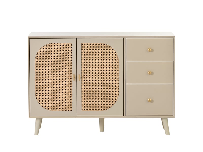  Buffet 120 cm blanc cassé – portes et tiroirs, rangement spacieux pour séjour et salle à manger  - Conforama A