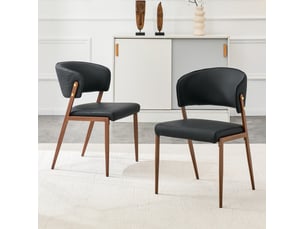 Chaise de salle à manger moderne 2 pièces 51x49x78 cm, dossier ergonomique, polyuréthane (pu), noir