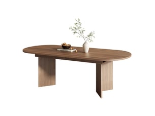 Table de salle à manger 160-200x90x75 cm, plateau extensible, effet bois en mdf, teinte noyer, bords arrondis