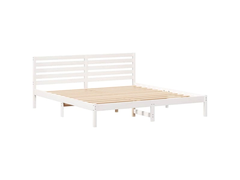 Lit double- lit adulte - cadre de lit avec tête de lit blanc 180 x 200 cm pin massif - Conforama C